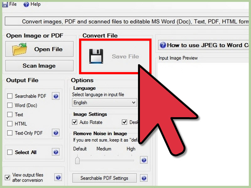 how to convert jpeg to word document